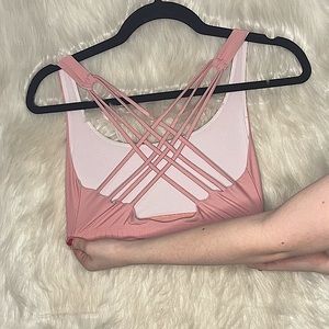 Onzie pink crisscross back mauve sports bra size s